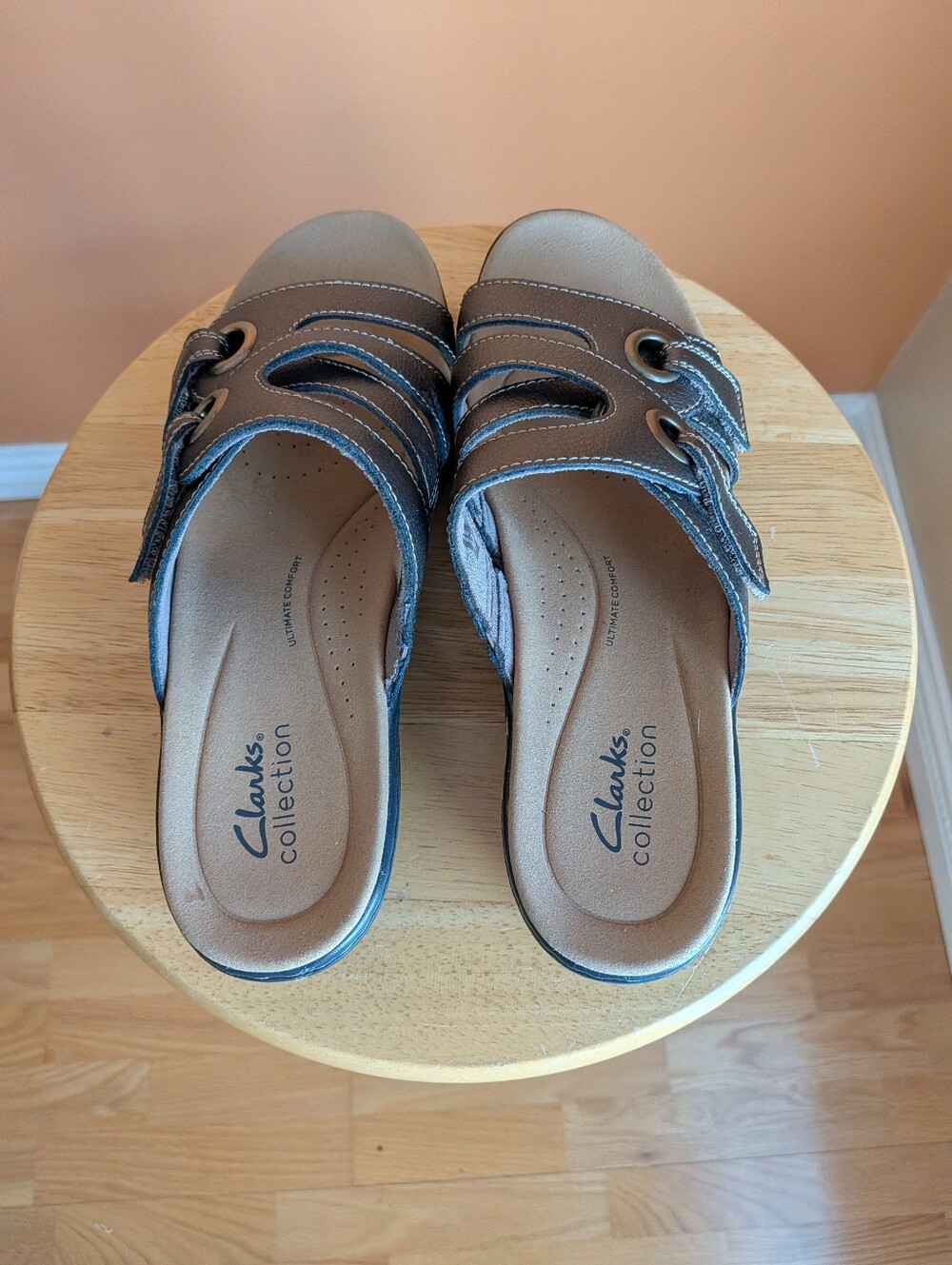 Clark Collection Women's Metallic Brown Slide Sandals Size 8 - Picture 12 of 12